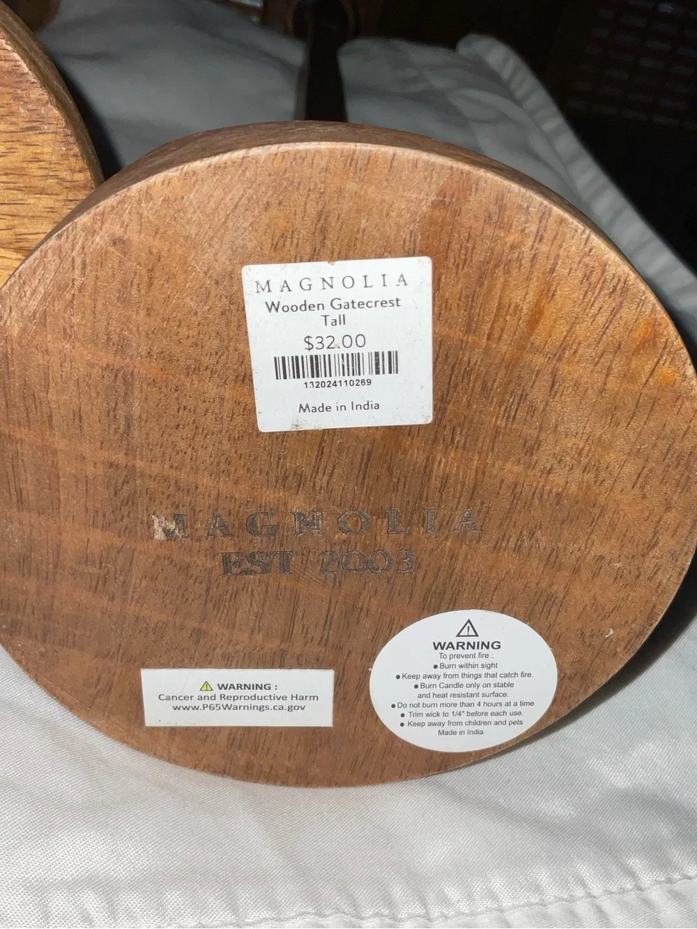 Magnolia Wooden Candlestick Holders in Brown